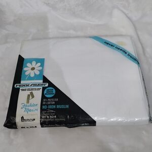Vtg PENN-PREST White No Iron Double 81x104 Bed Muslin Flat Sheet NOS JC Penney M